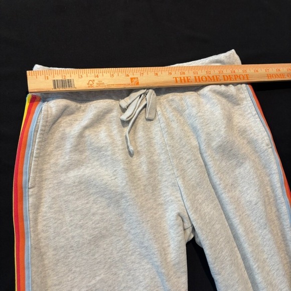 Aero Womens Grey Rainbow Stripe Cotton Womens Joggers Size Large Retro Comfort - Picture 9 of 11